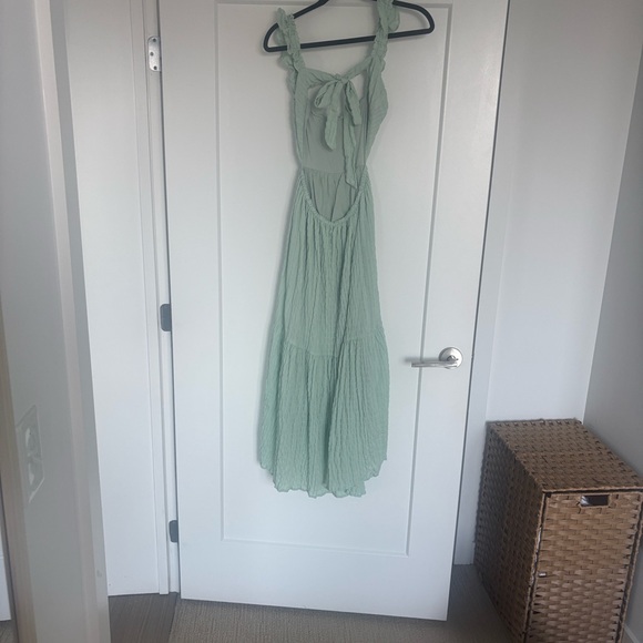 Dreamiest Darling Mint Smocked Tie Back Tiered Midi Dress - Picture 6 of 6